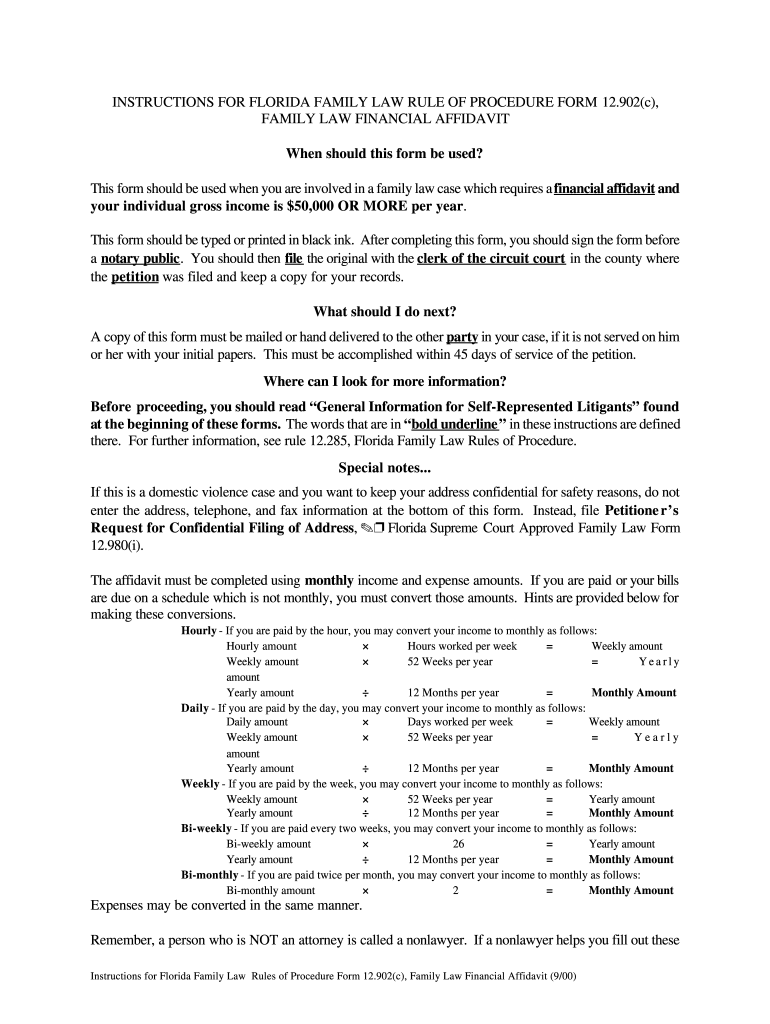 2000 Form FL 12 902 c Fill Online Printable Fillable Blank PdfFiller