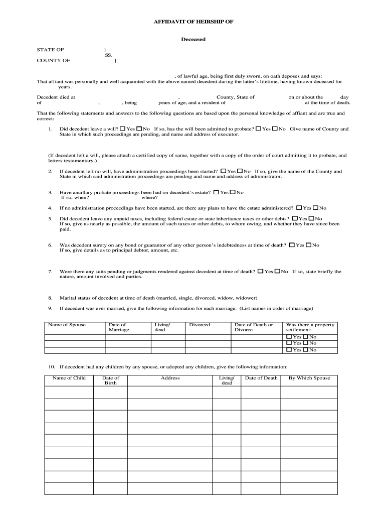 Affidavit Of Heirship California Fill Online Printable Fillable 