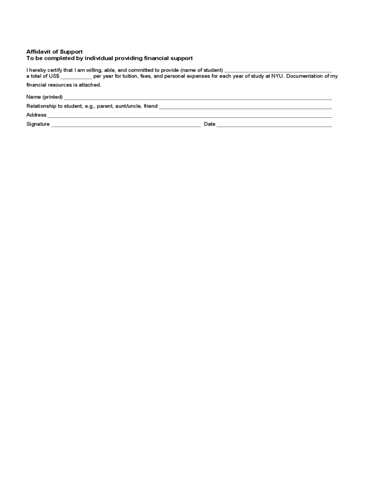 Affidavit Of Support New York Free Download