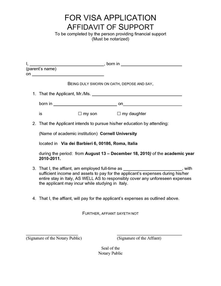 Affidavit Of Support Sample Letter For Student Visa Canada Feels Free 