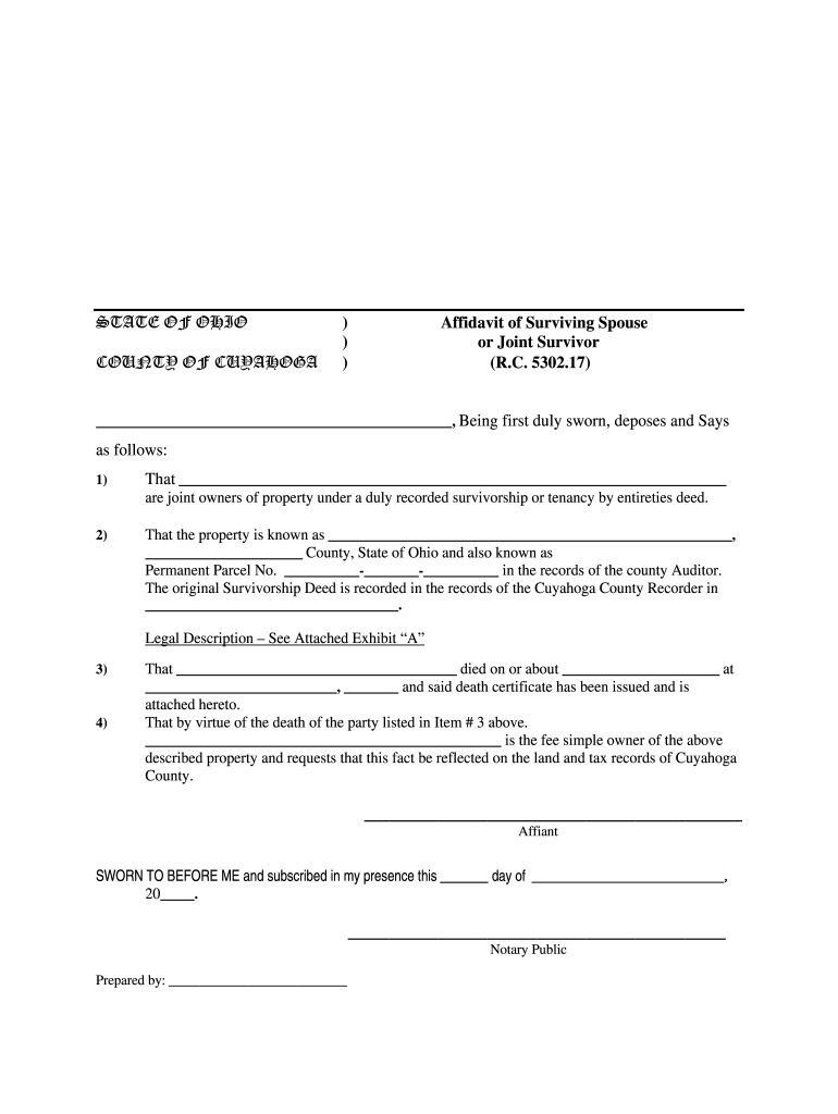 Affidavit Of Survivorship Fill Online Printable Fillable Blank 