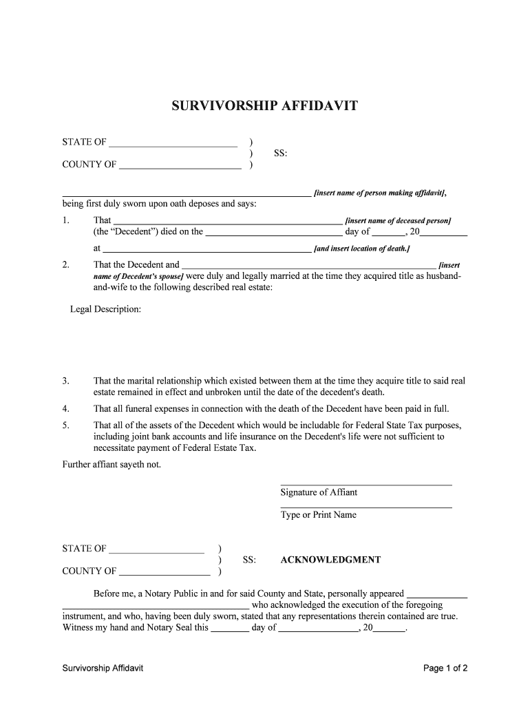 Affidavit Of Survivorship Idaho Fill Online Printable Fillable