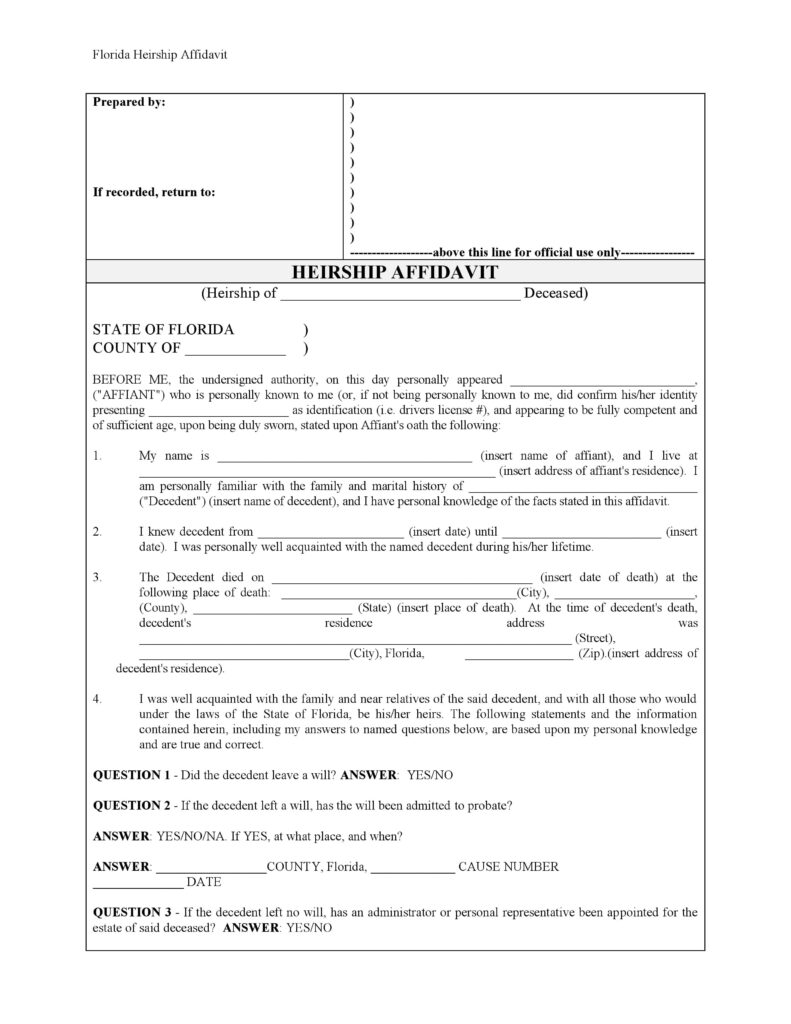 Affidavit Sample Florida HQ Printable Documents