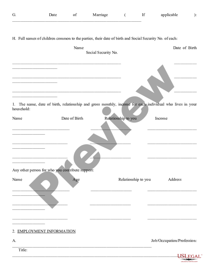 Arizona Affidavit Of Financial Information Arizona Affidavit Of 
