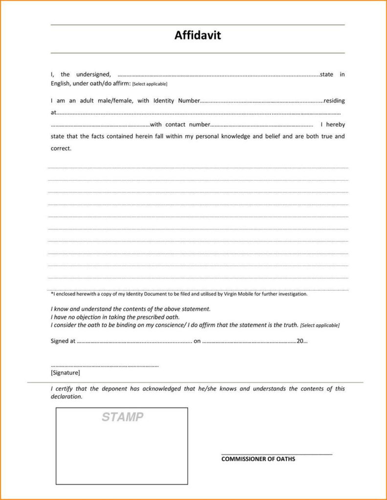 Blank Affidavit Form Australia Universal Network