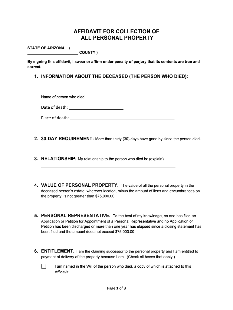Fill Edit And Print Small Estate Affidavit For Estates Not More Than 