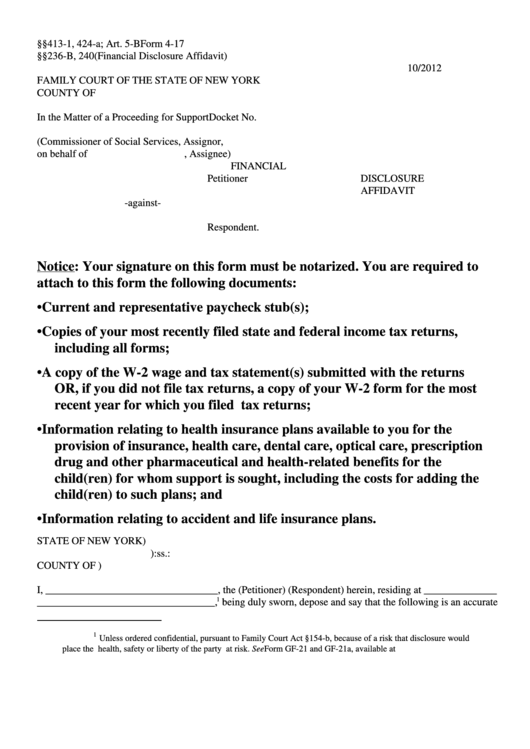 Financial Disclosure Affidavit Printable Pdf Download