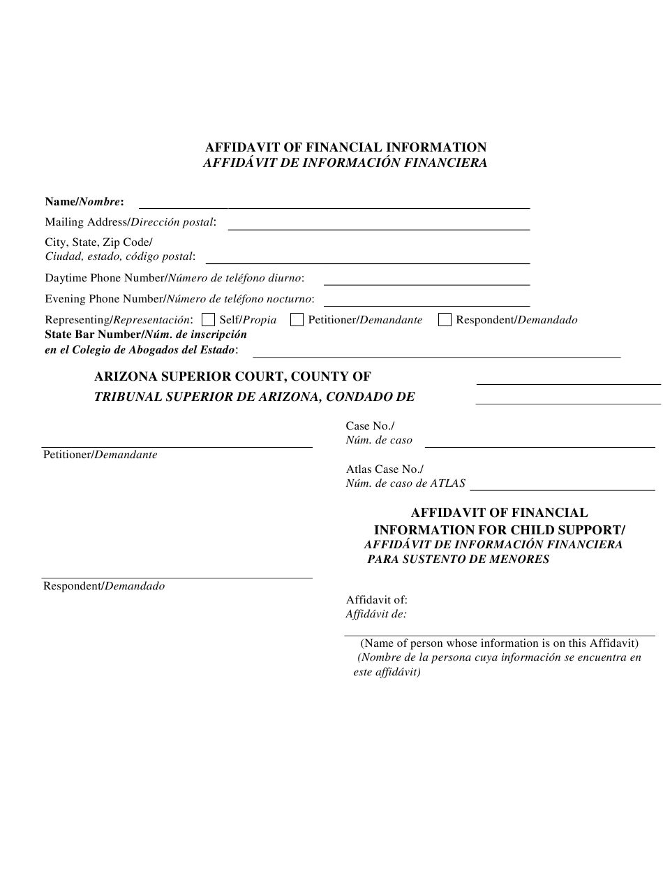 Affidavit Of Financial Information Form Arizona 2024 ...