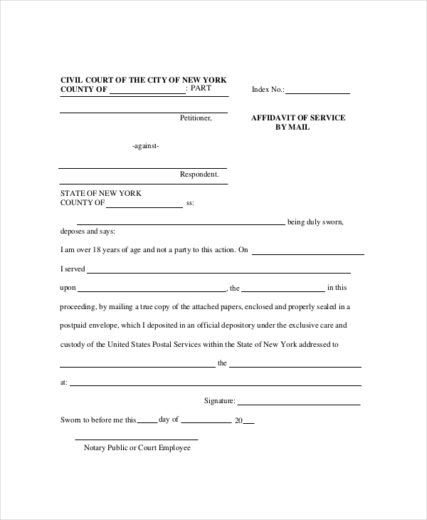 FREE 11 Sample Affidavit Of Service Forms In PDF MS Word Excel