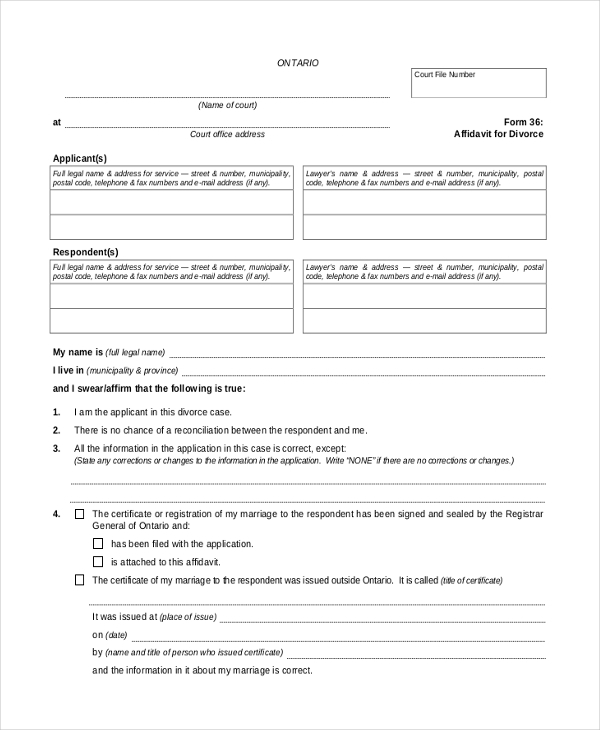 FREE 13 Sample Free Affidavit Forms In PDF MS Word Excel