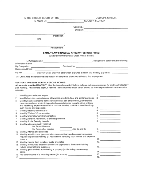 FREE 16 Sample Affidavit Forms In PDF MS Word Excel