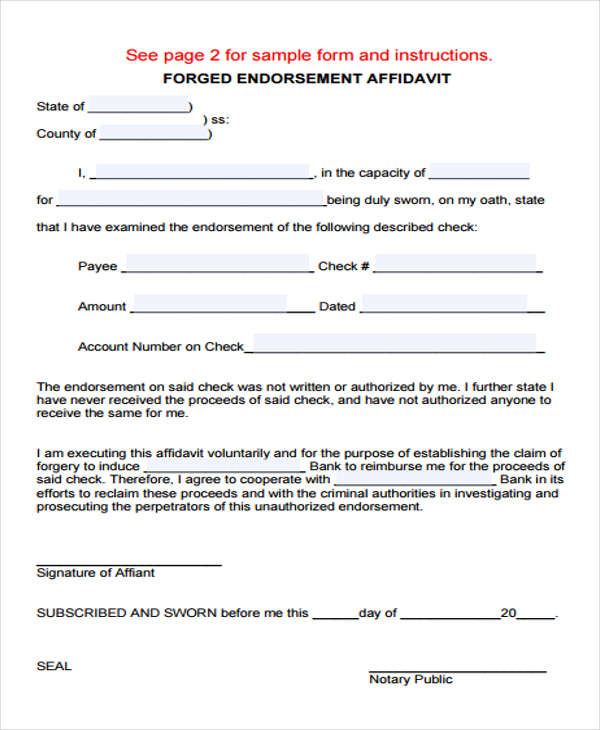 FREE 7 Sample Bank Affidavit Forms In PDF