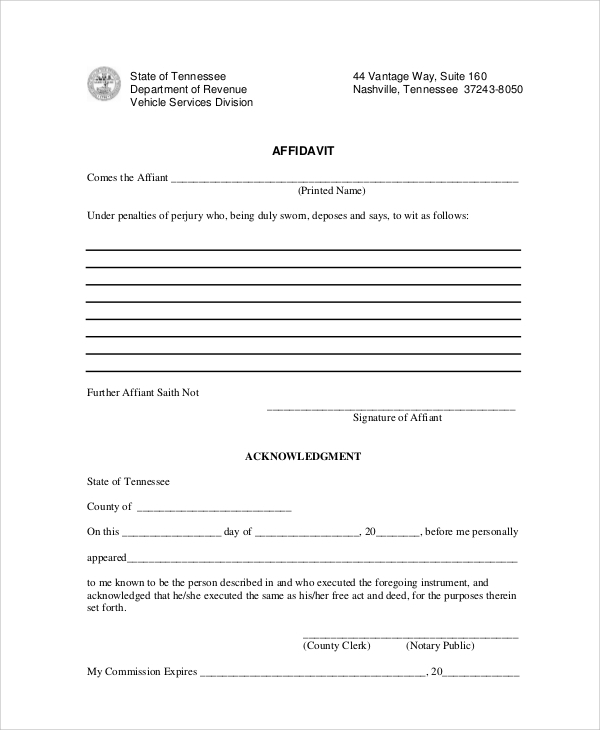 FREE 7 Sample Blank Affidavit Forms In PDF