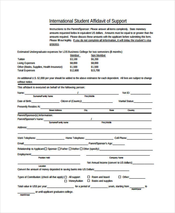 FREE 9 Student Affidavit Forms In PDF MS Word