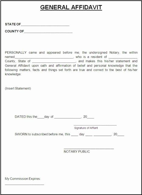 Free General Affidavit Form Download New Sworn Affidavit Template For 