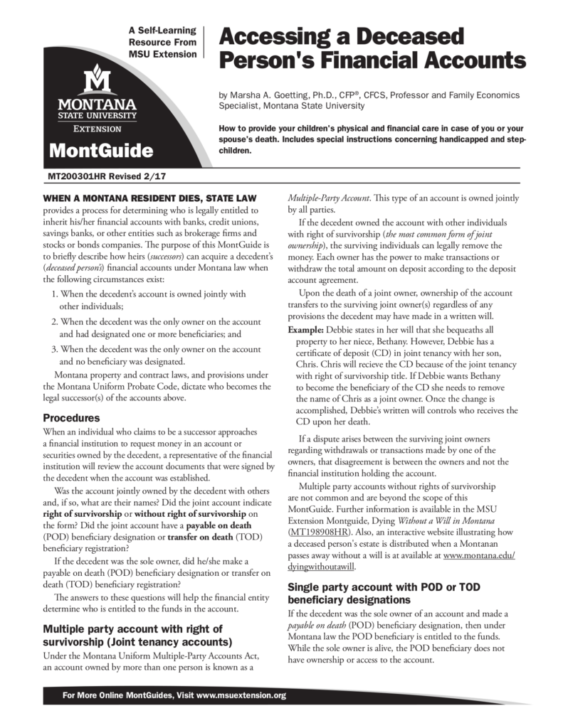 Free Montana Small Estate Affidavit Collection Of Personal Property 