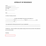 Free Proof Of Residency Letter Affidavit Of Residence PDF Word