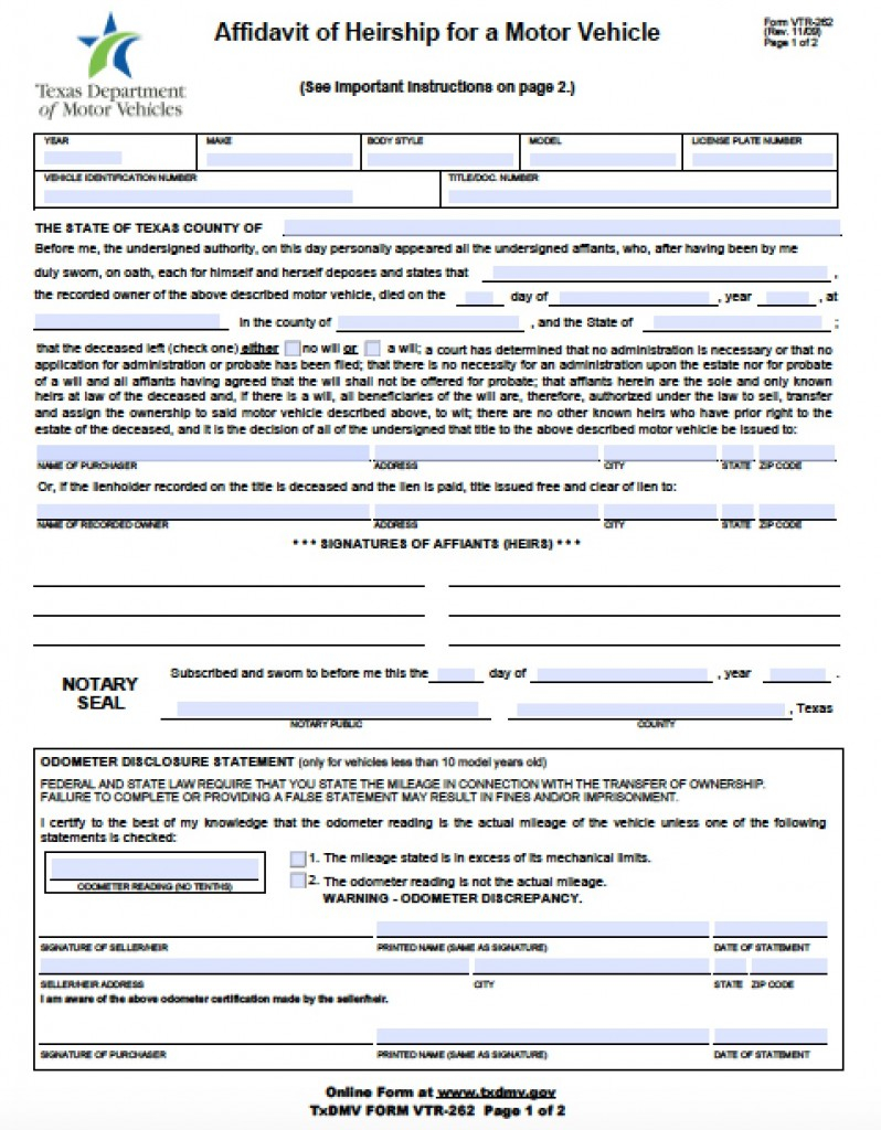 Free Texas Affidavit Of Heirship 53 111 a Form PDF Word