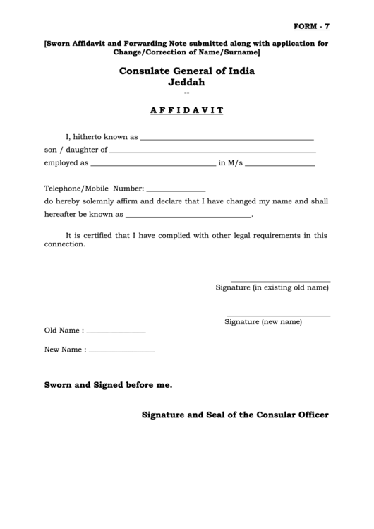 Name Change Affidavit Printable Pdf Download