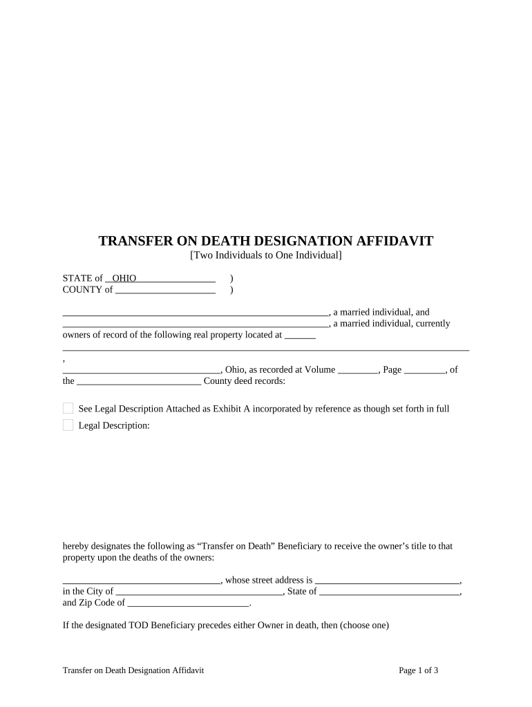 Ohio Transfer Death Doc Template PdfFiller