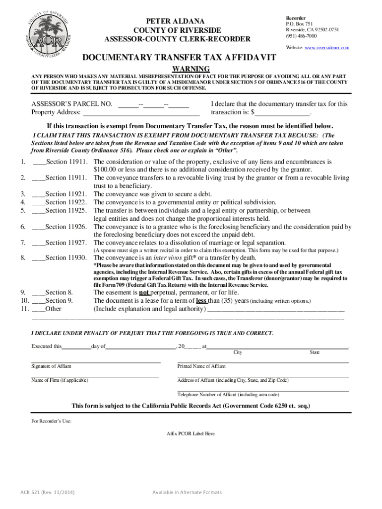 Santa Clara County Transfer Tax Affidavit Fill Out And Sign Printable 