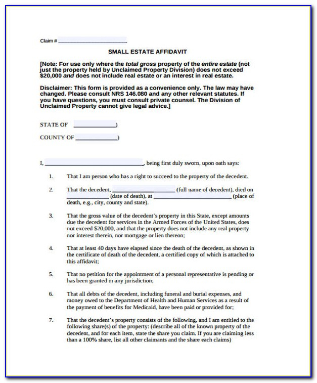 Small Estate Affidavit California Probate Code 13100 Form Resume 