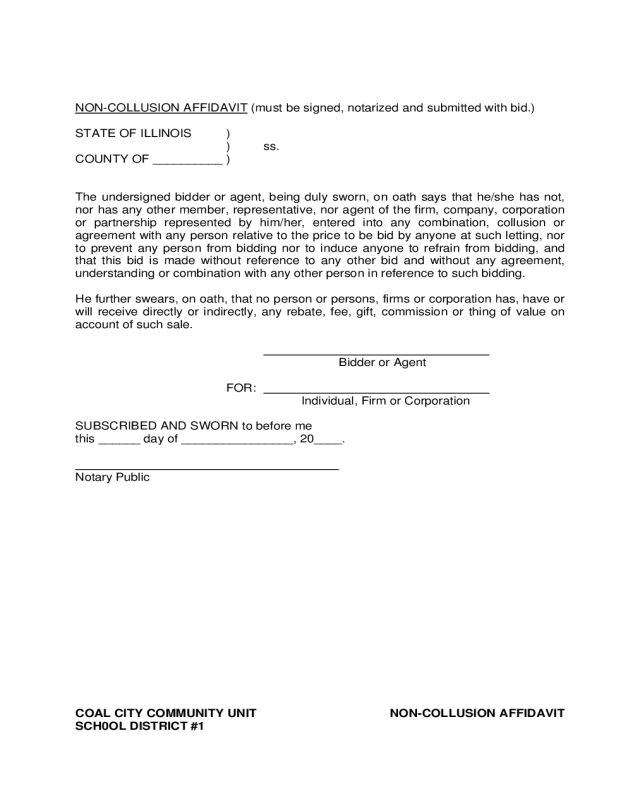 2021 Non Collusion Affidavit Fillable Printable PDF Forms Handypdf