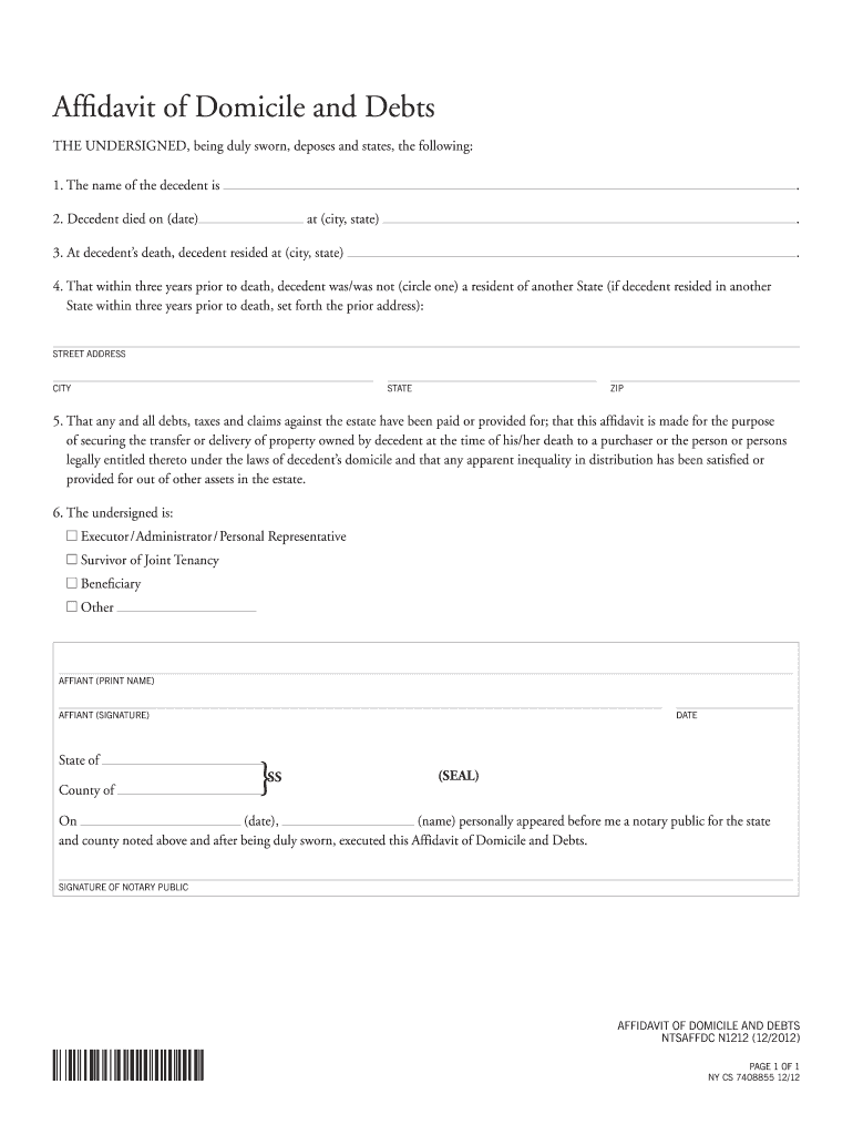 Affidavit Of Domicile Morgan Stanley Fill Online Printable Fillable 
