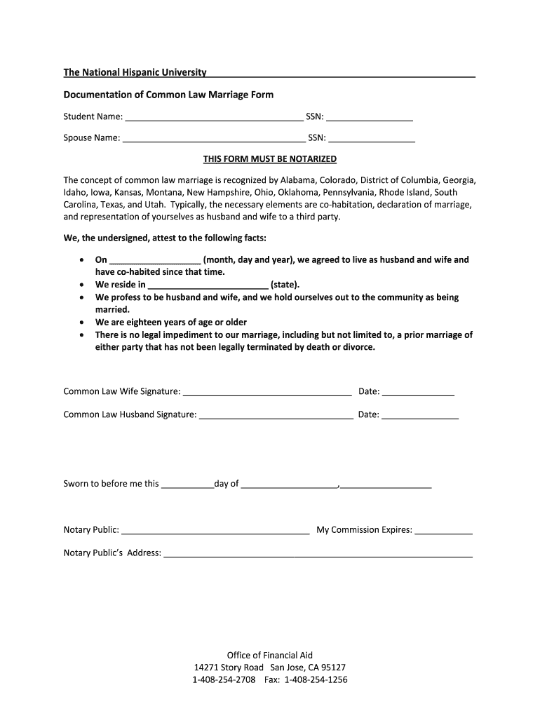 Common Law Marriage Texas Form Fill Online Printable Fillable