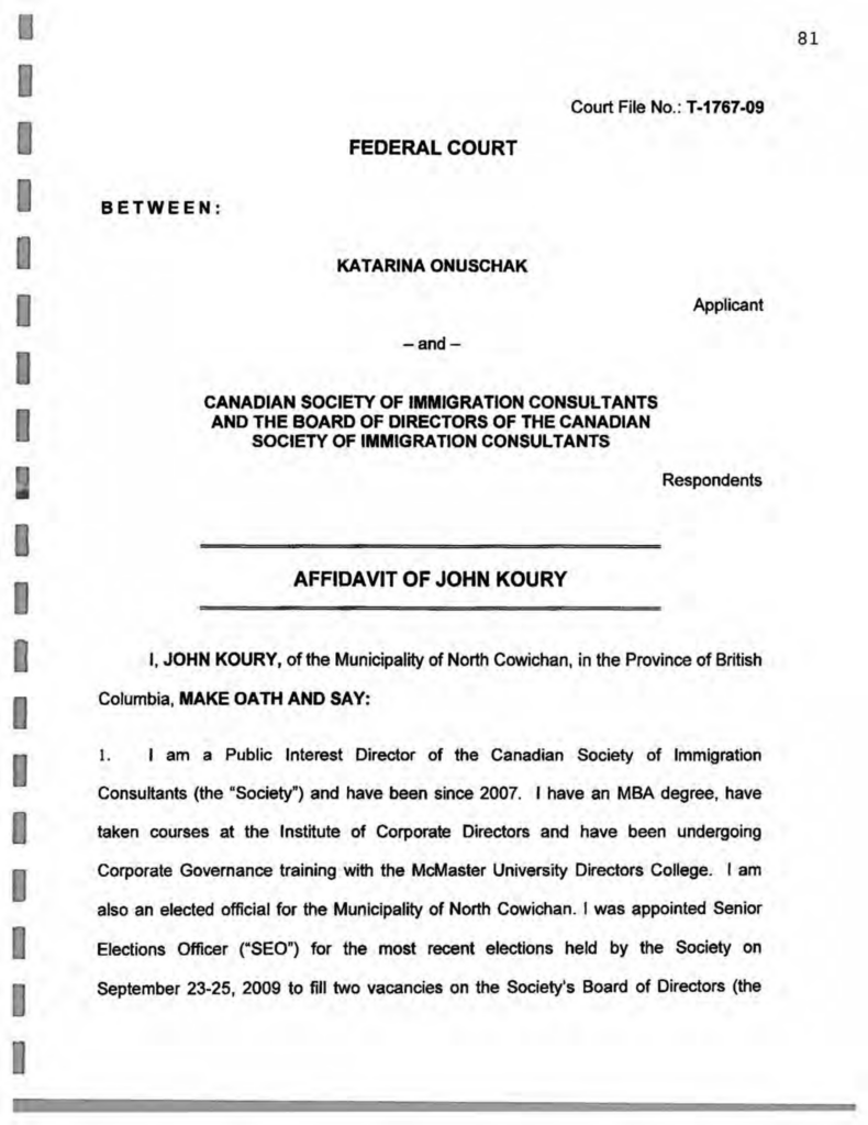 Federal Court Affidavit Form Canada Free Download