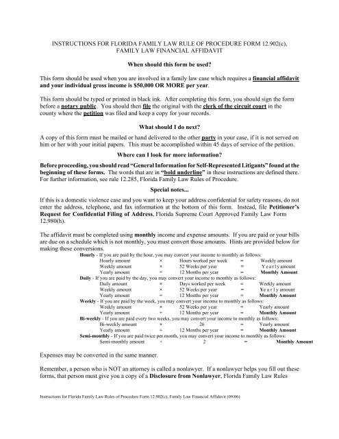 Florida Supreme Court Approved Family Law Form 12 902 C Petition For 