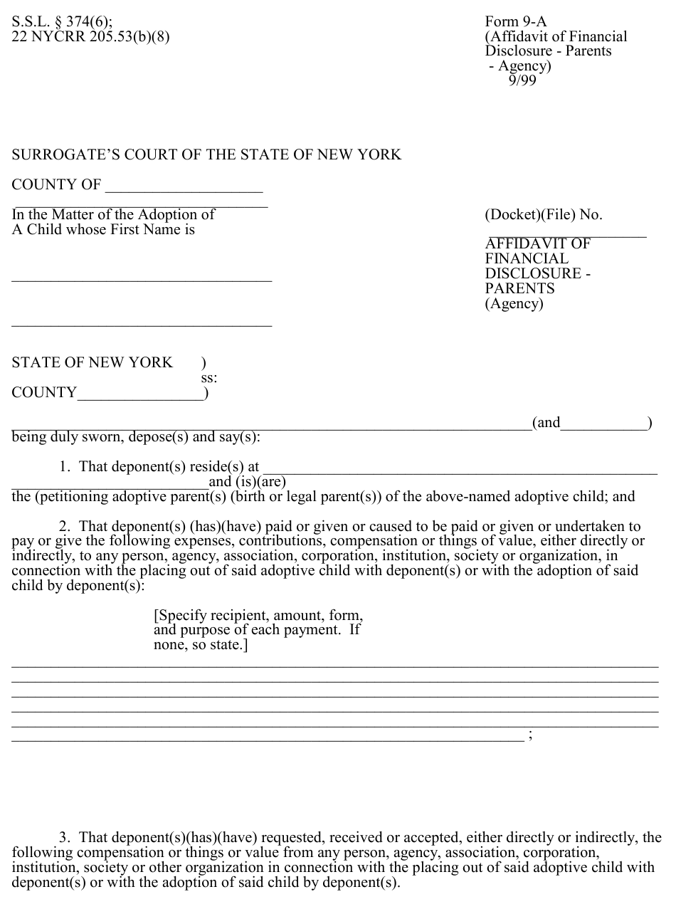 Nys Financial Disclosure Affidavit Form 2024