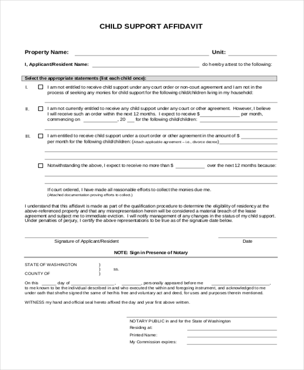 FREE 10 Sample Affidavit Of Support Forms In PDF MS Word