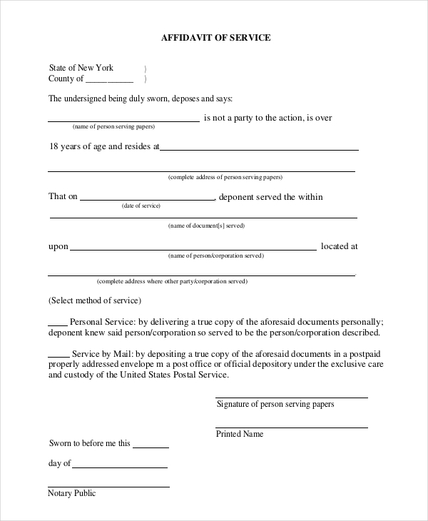 FREE 11 Sample Affidavit Of Service Forms In PDF MS Word Excel