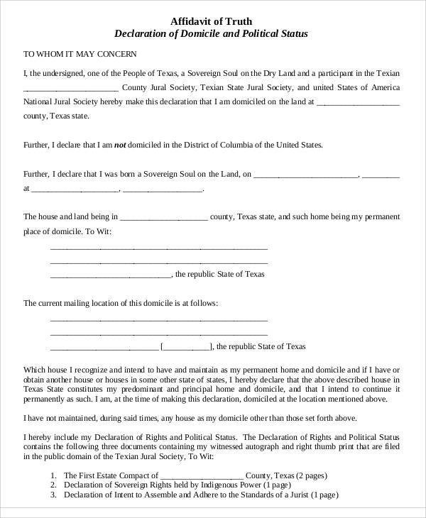 FREE 28 Sample Affidavit Forms In PDF