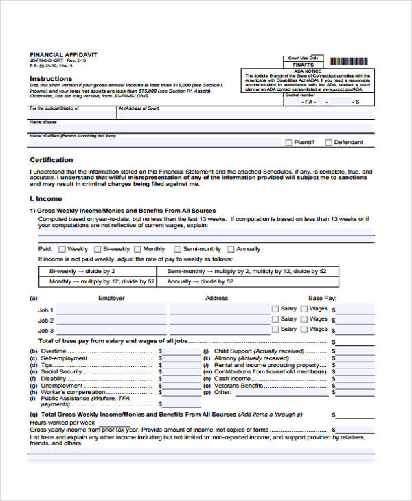 FREE 38 General Affidavit Forms In PDF