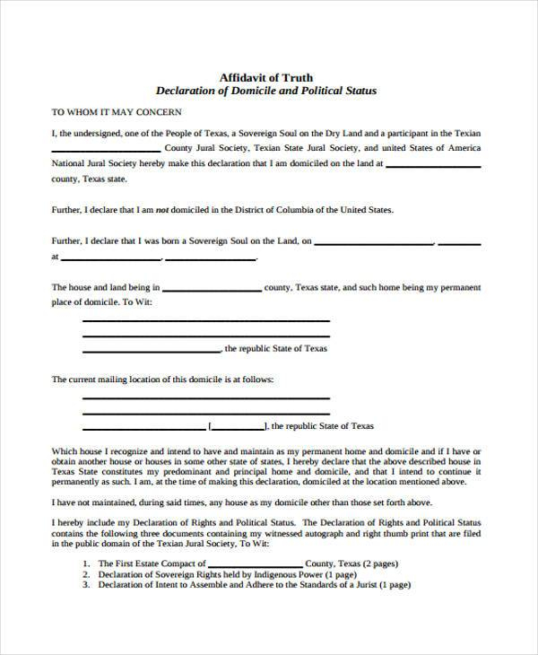 FREE 42 Affidavit Forms In PDF