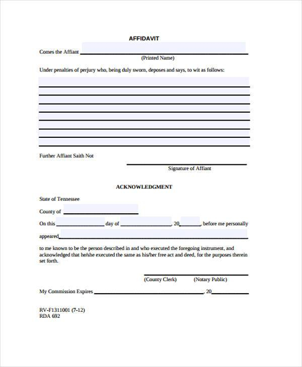 FREE 42 Affidavit Forms In PDF