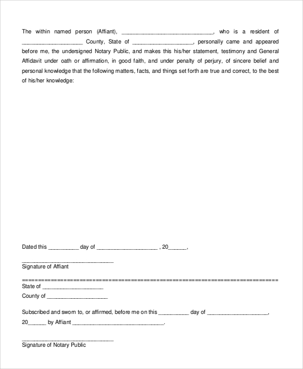 FREE 6 Sample Sworn Affidavit Forms In PDF