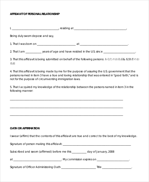 FREE 9 Sample Affidavit In MS Word PDF
