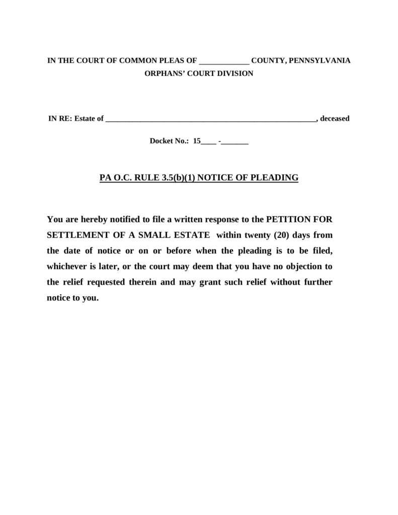 Free Pennsylvania Small Estate Affidavit Form PDF Word EForms