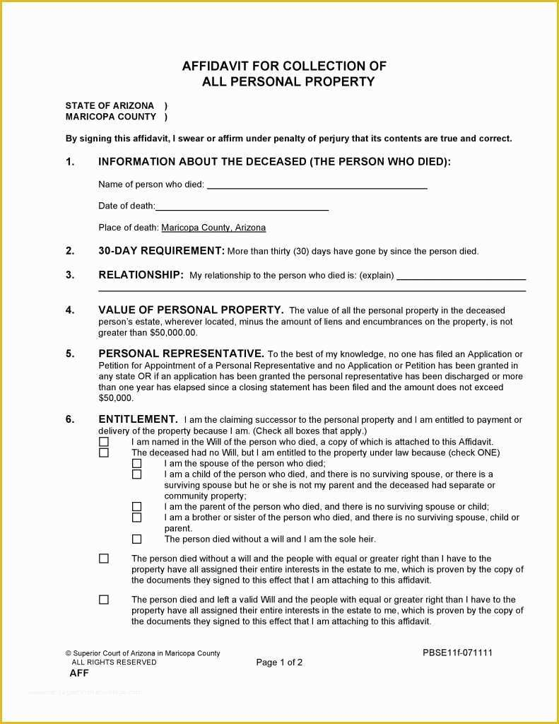 Free Will Template Arizona Of Free Maricopa County Arizona Small Estate 