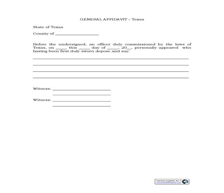 General Affidavit Texas Legal Forms Texas County Form