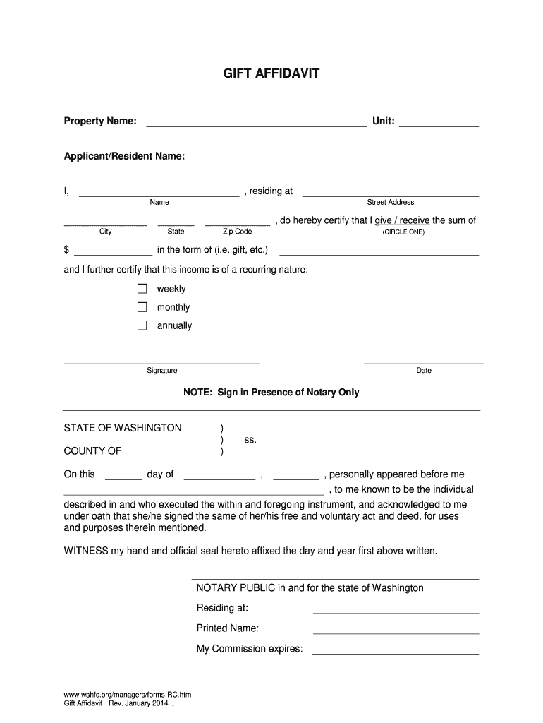 Gift Affidavit Form Fill Online Printable Fillable Blank PdfFiller