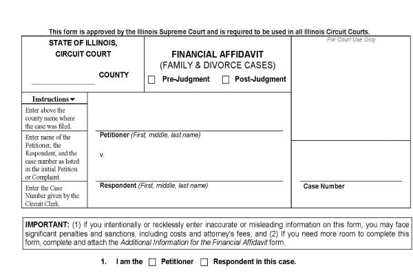 Illinois Law Requires You To File A Financial Affidavit In Divorce And 