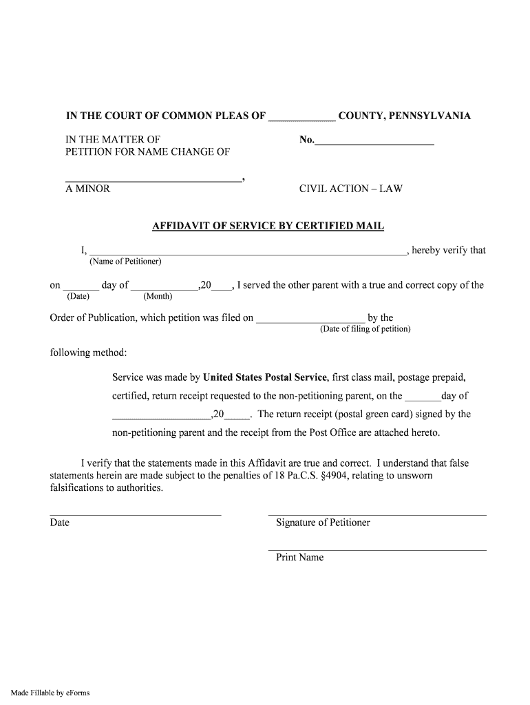 Pa Affidavit Service Fill Out And Sign Printable PDF Template SignNow