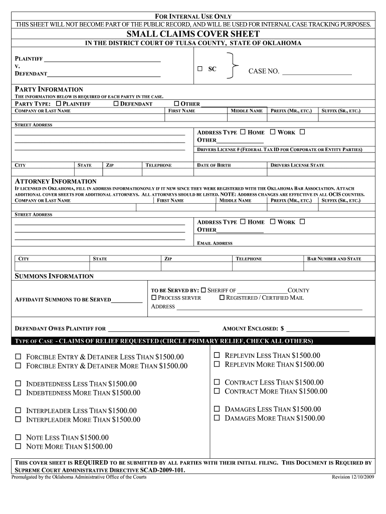 Small Claims Court Tulsa Fill Out And Sign Printable PDF Template