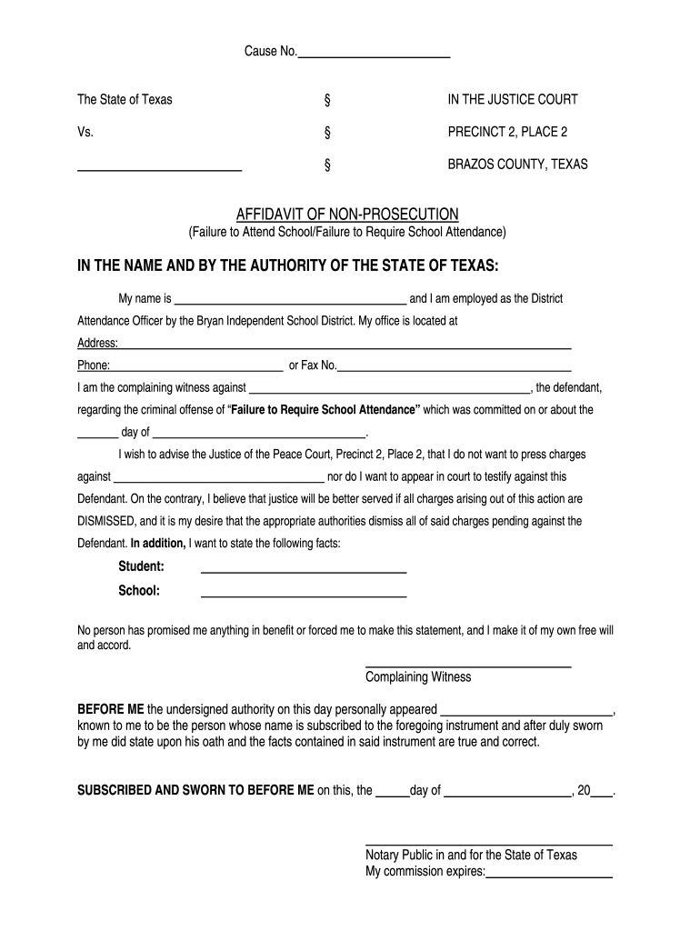 printable-free-affidavit-of-non-prosecution-form-texas-2022