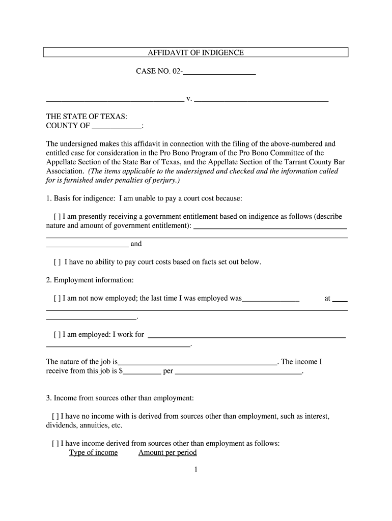 TX Affidavit Of Indigence Complete Legal Document Online US Legal Forms