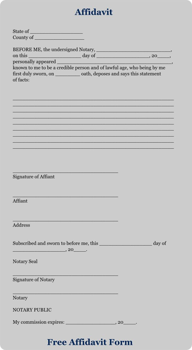 View Our Database Of Free Affidavit Forms Download And Print A Free